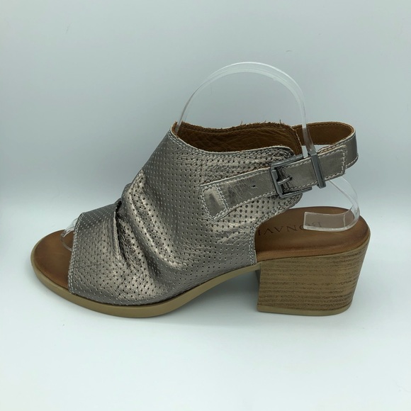 Bonavi | Shoes | Bonavi Silver Like New Open Toed Block Heel | Poshmark